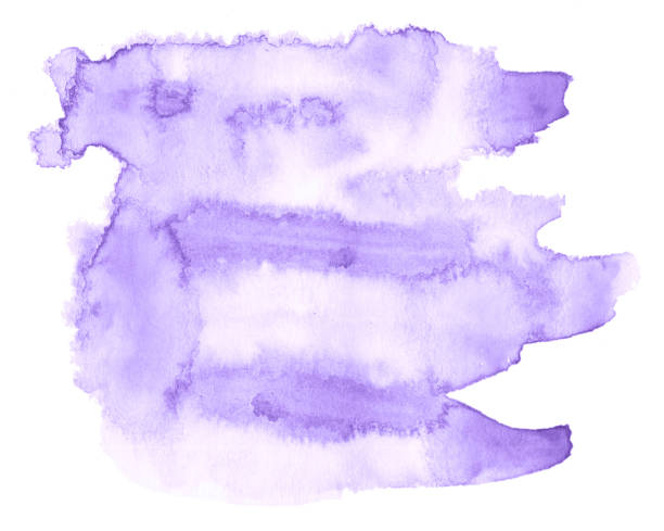 istock Lilac pastel watercolor hand-drawn isolated wash stain on white background for text, design. Abstract texture made by brush 1135953205