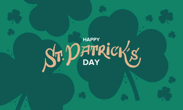 happy saint patrick's day literografii typografii z koniczyny wystrój - spring clover leaf shape clover sketch stock illustrations