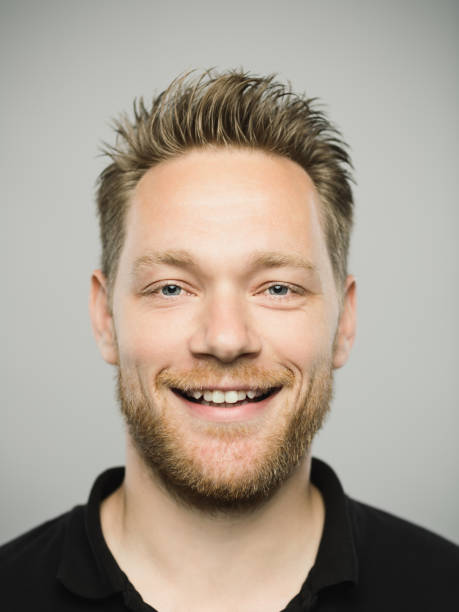 istock Portrait of real caucasian man with excited expression 1135954590