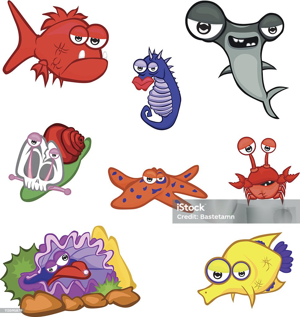 Desenhos animados de animais do mar - Vetor de Alga royalty-free