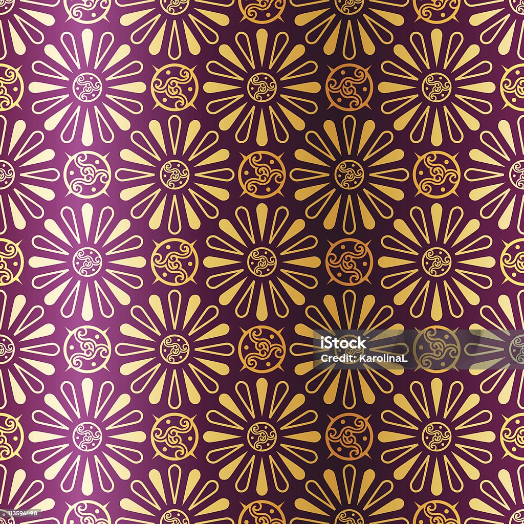 Art Deco seamless pattern with flowers Gold-on-Purple seamless pattern inspired by the 1920's. Tiles can be combined seamlessly. Inludes Inkscape SVG and AI CS3 files 1920-1929 stock vector