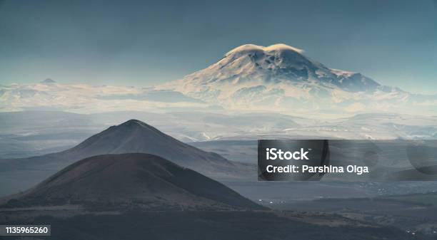 View From The Top Of Mashuk Mountain To Elbrus Pyatigorsk Caucasus Russia Stock Photo - Download Image Now
