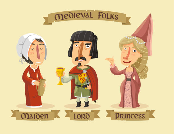 ilustrações, clipart, desenhos animados e ícones de caráteres medievais ajustados - peerage title