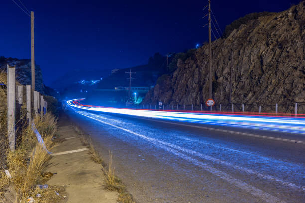 istock Cars light on bridge in Crete 1135967023