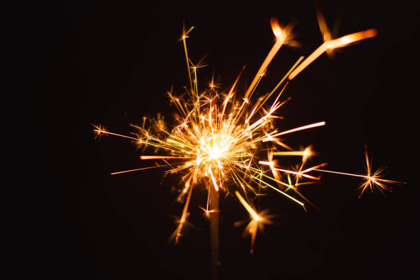 istock Sparkler burn set isolated on black background with clipping path 1135969732
