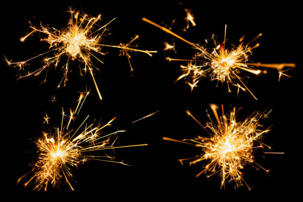 istock Sparkler burn set isolated on black background with clipping path 1135969766