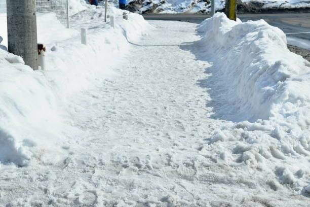 istock snow on footpath in street Japan 1135969936