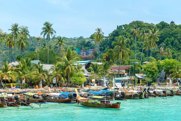 istock Beautiful Long beach, Phi Phi island, Thailand. Tropical background. 1135969945