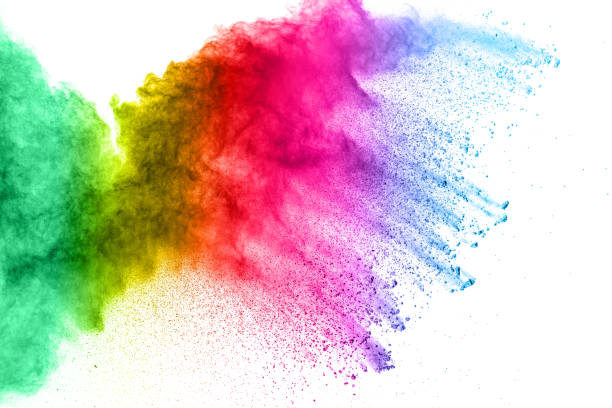 istock Multicolored powder explosion on white background.Color dust particle splattered on background. 1135974604
