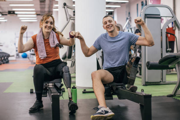 istock Strong disability friends in gym 1135974707