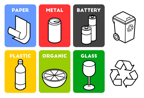 ilustrações de stock, clip art, desenhos animados e ícones de waste management - recycling recycling symbol symbol sign