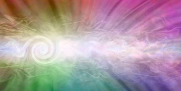 regenbogen-spirale vortex-hintergrund-banner- - abstract swirl curve ethereal stock-fotos und bilder