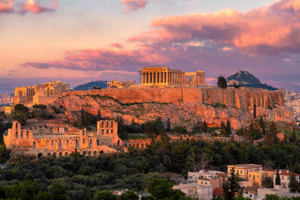 istock Acropolis Hill at sunset, Parthenon Temple, Athens, Greece. 1135985900