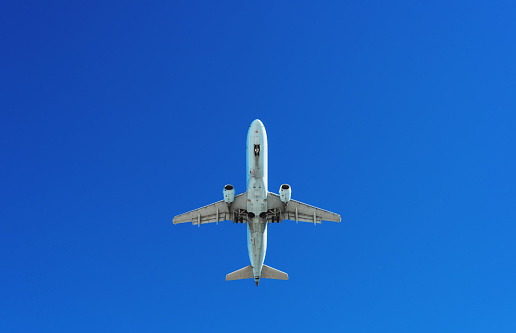 A passenger jet prepares for landing.