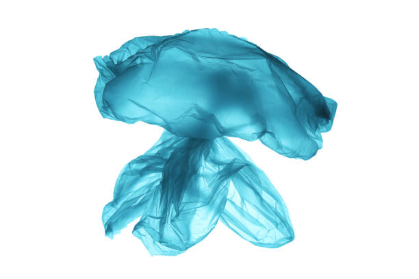 la mer et la vie océanique des déchets. sac en plastique sous la forme d'une méduse. la pollution de la planète. isolé sur le fond blanc - jellyfish sea green underwater photos et images de collection