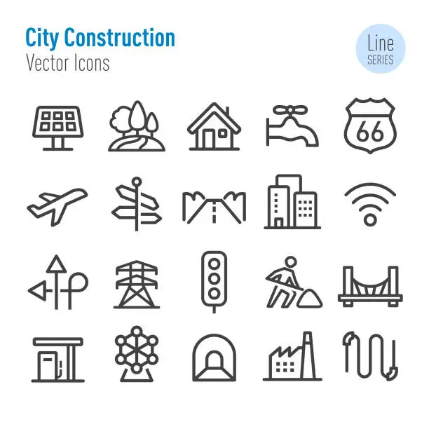 Vector illustration of City Construction Icons Set - Vector Line Series