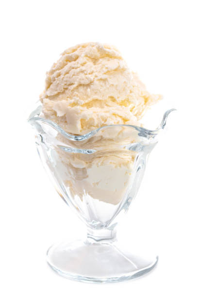 istock Scoops of Vanilla Ice Cream on a White Background 1136005336
