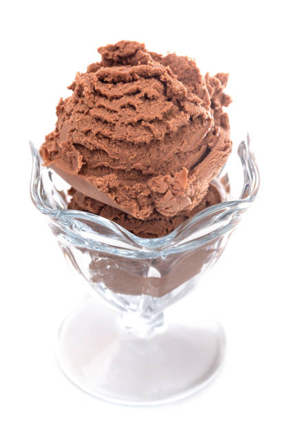 istock Scoops of Chocolate Ice Cream on a White Background 1136005447