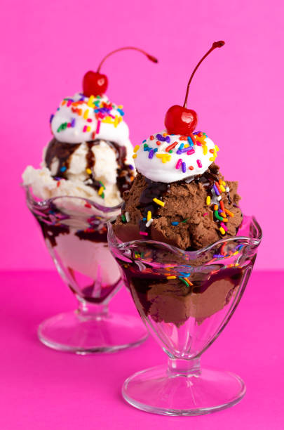 istock A Chocolate and Vanilla Sundae on a Pink Background 1136007282