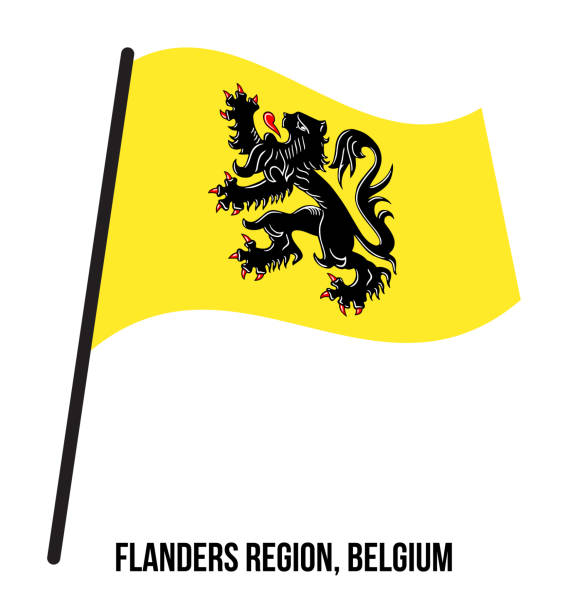 istock Flanders Region, Belgium Flag Waving Vector Illustration on White Background. Region Flag of Belgium 1136008545