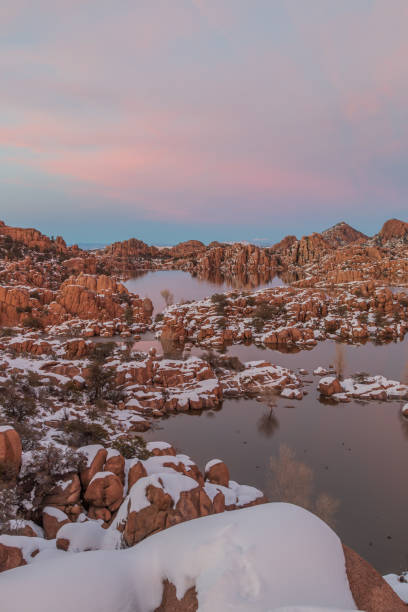 istock Winter Sunset at Watson lake 1136008972