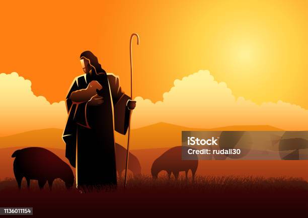 Yesus Sebagai Gembala Ilustrasi Stok - Unduh Gambar Sekarang - Yesus Kristus, Gembala domba, Domba - Ungulata