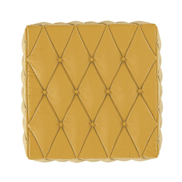 istock Yellow pouf fabric on a white background 3d rendering 1136011451