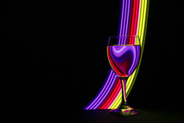 wine glass light painting