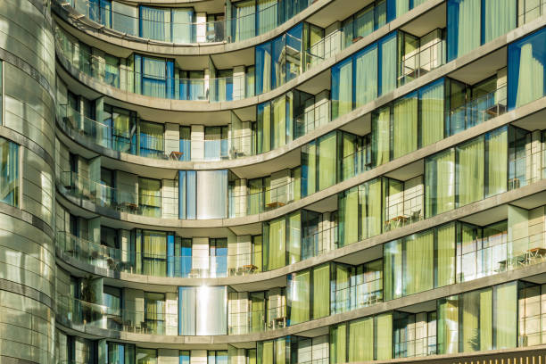 a modern building facade with balconies