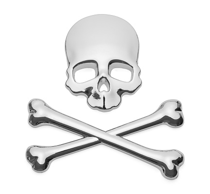 Skull and Cross Bones Pirate Car Decal Badge on Isolated.