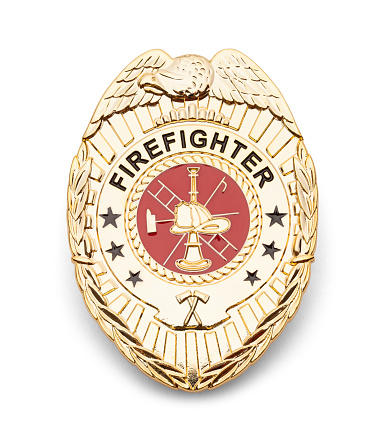 Gold Fire Department Badge Isolated on White.