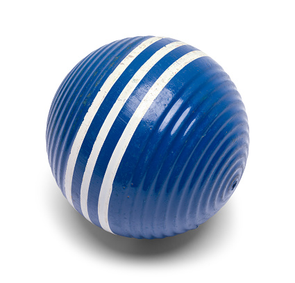 Striped Blue Croquet Ball Isolated on White.