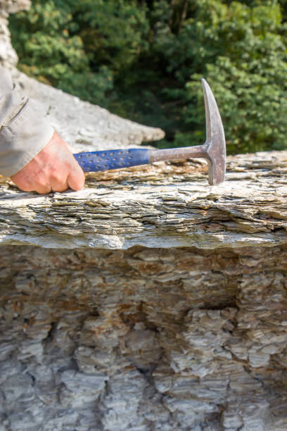 istock Gelogical hammer in the hand 1136016298