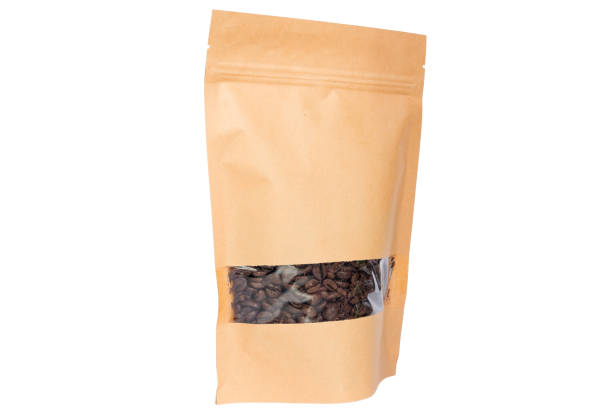 istock plain doypack coffee pouch with window  and zipper  filled with coffee beans on white background 1136018499