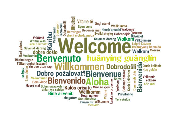istock Word Tag Cloud, shows equivalents of 'Welcome' 1136021241