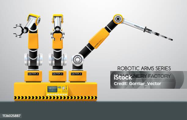 Machine Robotic Robot Arm Hand Factory Stock Illustration - Download Image Now - Arm, Automated, Belt