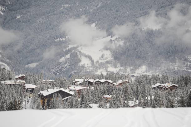 istock Winter scenery of a ski resort Courchevel under snow 1136025908