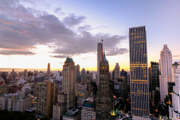 istock Downtown skyscraper New York during a sunrise 1136029498