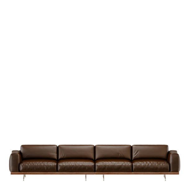 istock Leather soft brown sofa with folds on a white background 3d 1136034257