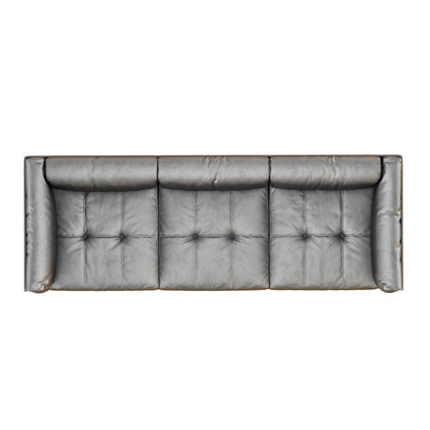 istock Leather soft black sofa with folds on a white background 3d 1136034261