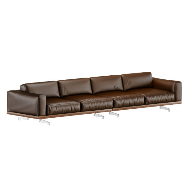 istock Leather soft brown sofa with folds on a white background 3d 1136034270