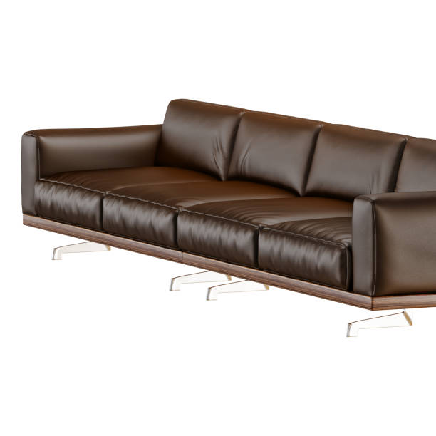 istock Leather soft brown sofa with folds on a white background 3d 1136034278