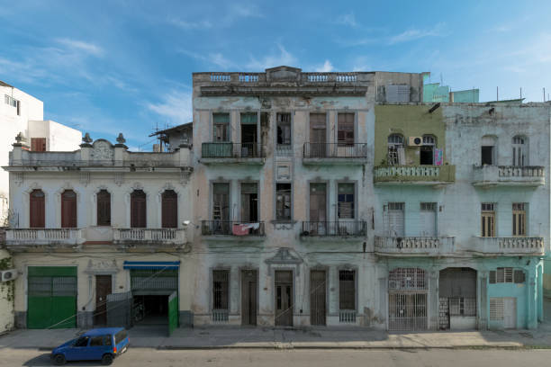 Havana, Cuba - June 03, 2018: Old residential building in Havana