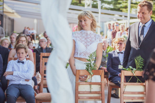 istock Bride and Groom Standing and Waiting on Wedding Celebration 1136037820