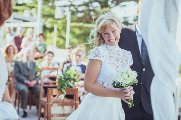 istock Happy Married Bride on Wedding Ceremony 1136037838