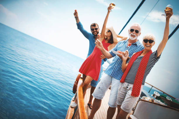 istock Senior couple on a sailing cruise. 1136041501