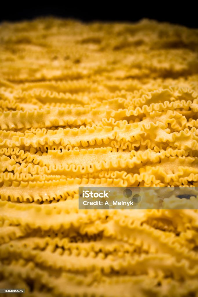 Mafalde Pasta Ribbons Rows Of Mafalde Pasta With Black Background Stock Photo - Download ...