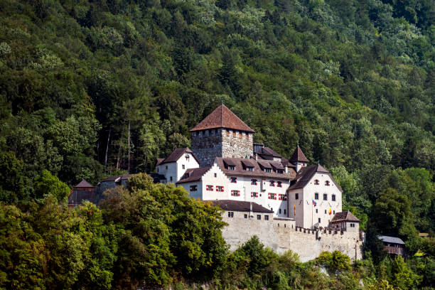 Vaduz, Liechtenstein - August 19, 2018: Medieval castle in Vaduz, Liechtenstein. This is the residence of royal family of Liechtenstein country.