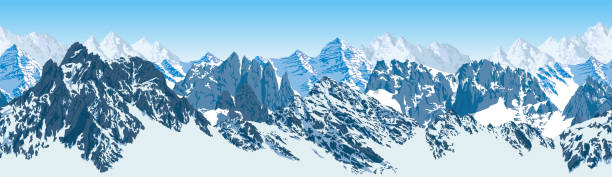 vector mountains karakoram himalayan panorama vector mountains karakoram himalayan panorama pennine alps stock illustrations
