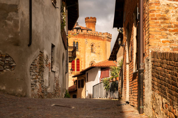 Famous beautiful Barolo village in Piemonte zone, Langhe, Italy. Barolo is the name of a famous red wine in Italy produced in this part of Italy